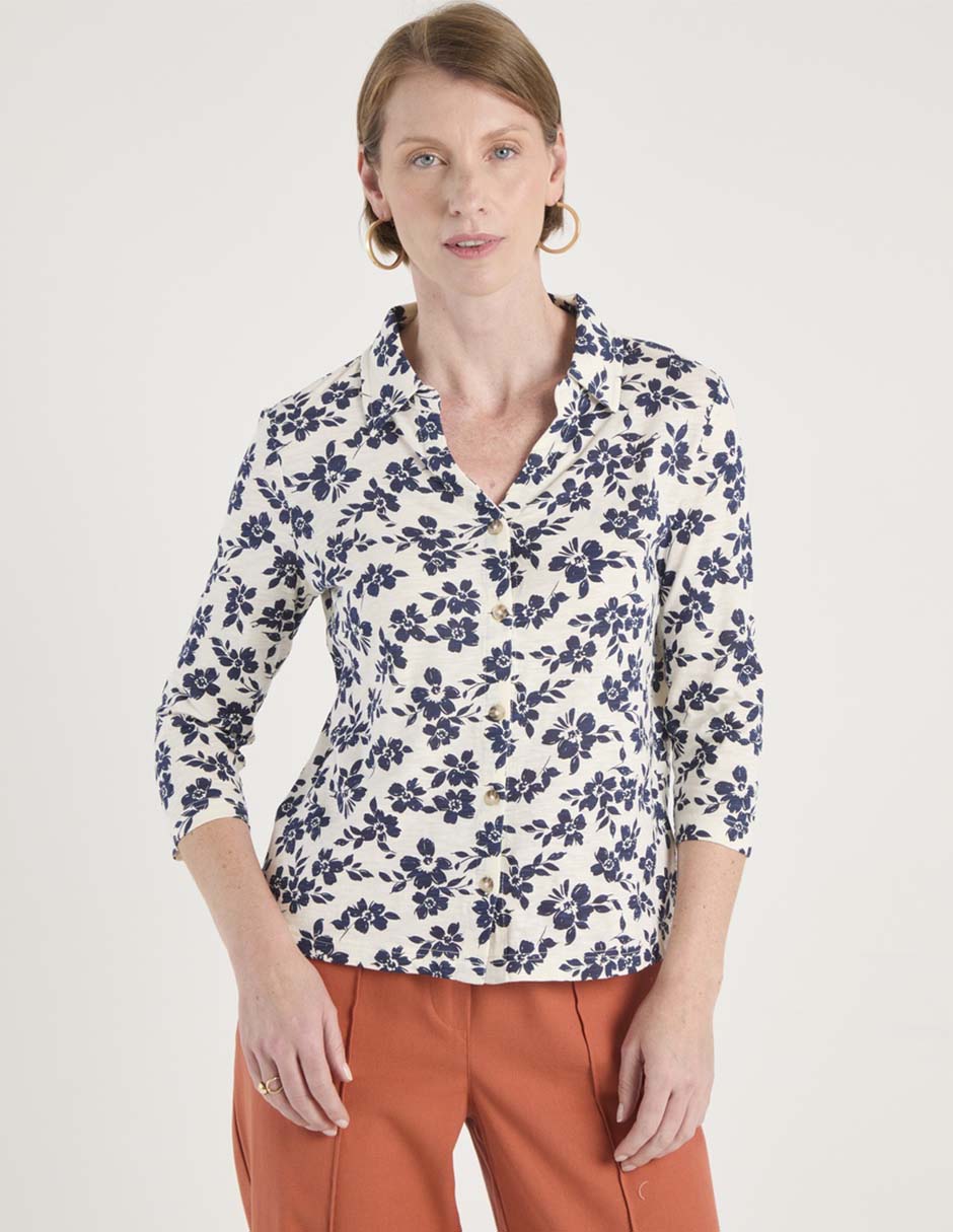 Blusa camisera manga 3/4 para mujer Blusa camisera manga 3/4 para mujer