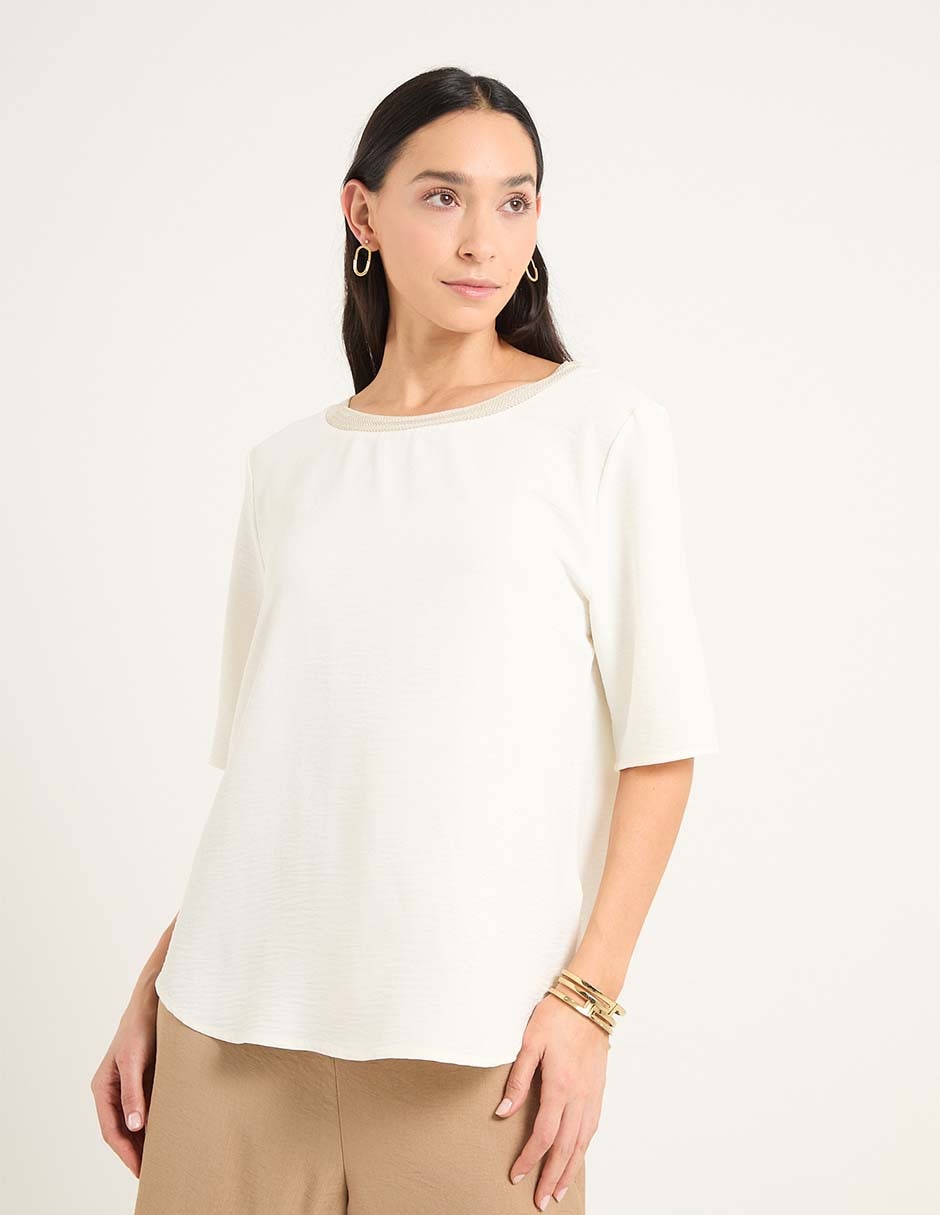 Blusa manga al codo para mujer