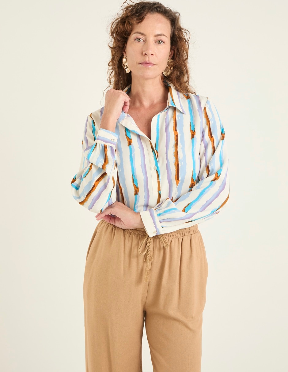 Blusa camisera manga larga para mujer Blusa camisera manga larga para mujer