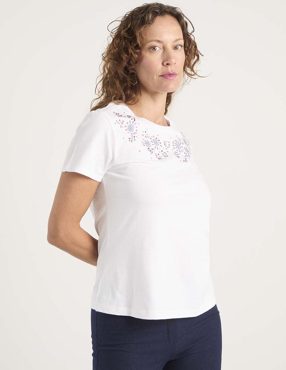 Playera manga corta cuello redondo para mujer Playera manga corta cuello redondo para mujer