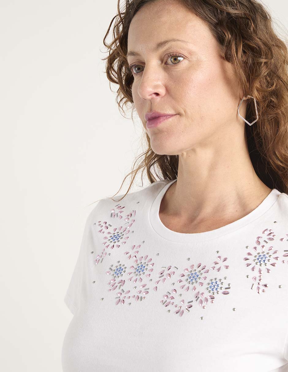 Playera manga corta cuello redondo para mujer 4