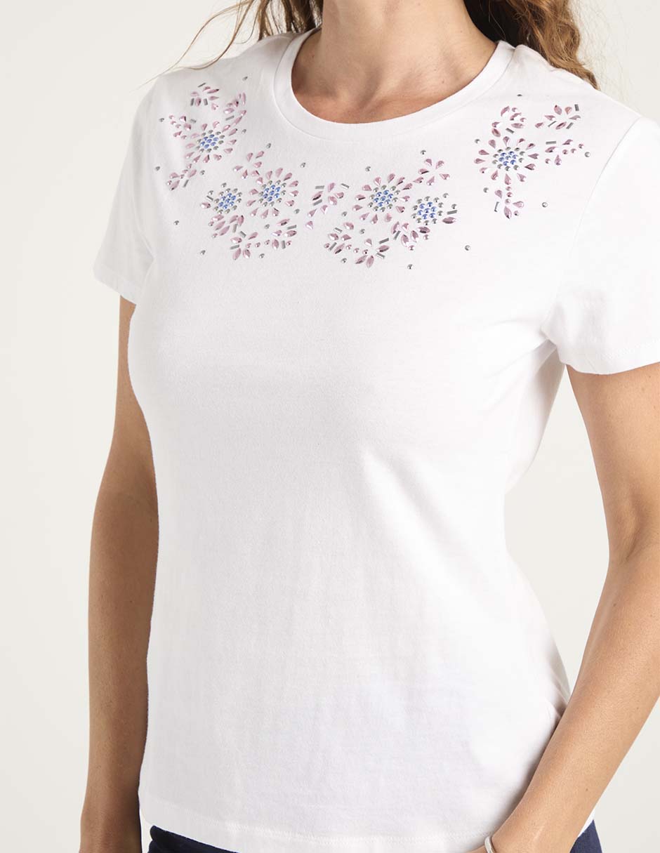 Playera manga corta cuello redondo para mujer 5