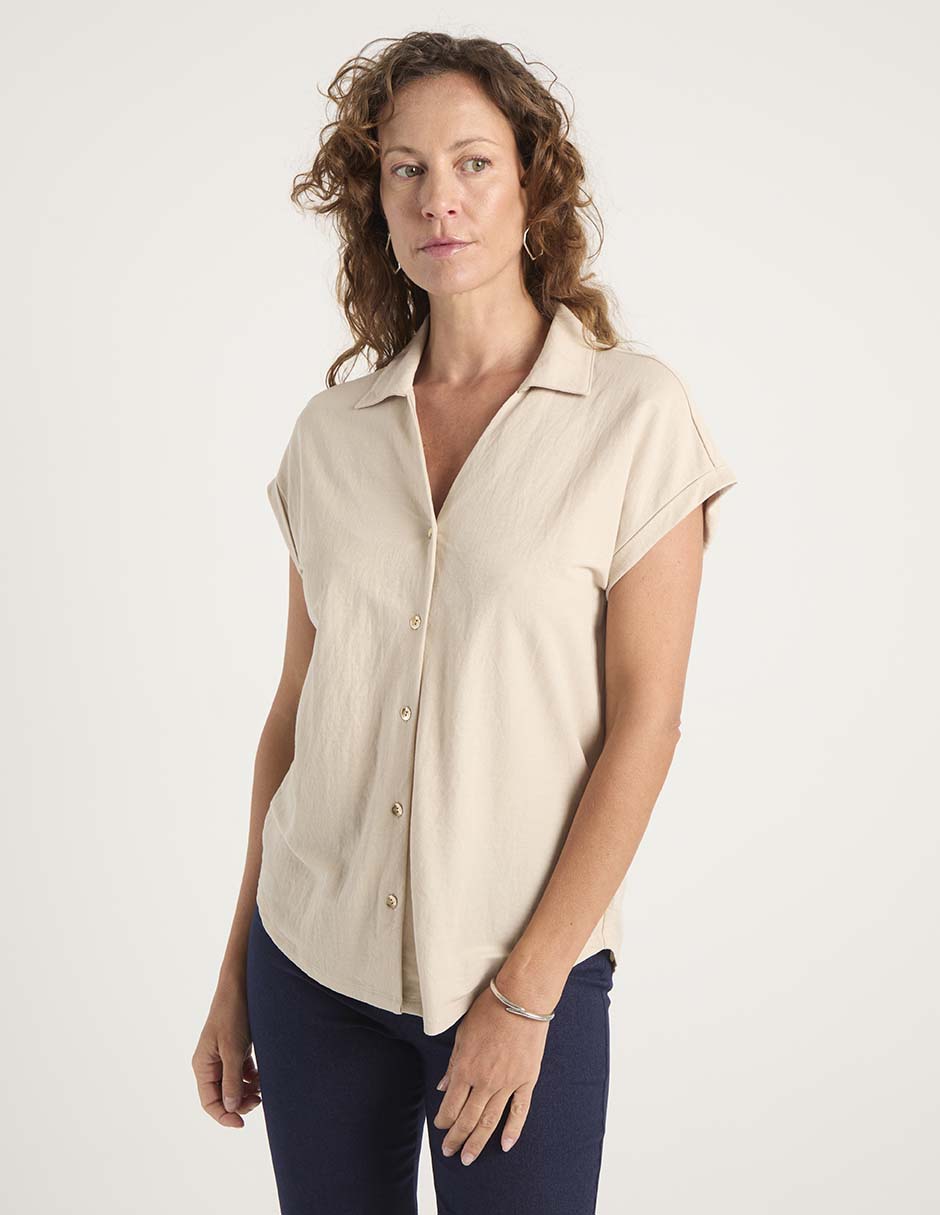 Blusa camisera manga corta para mujer Blusa camisera manga corta para mujer