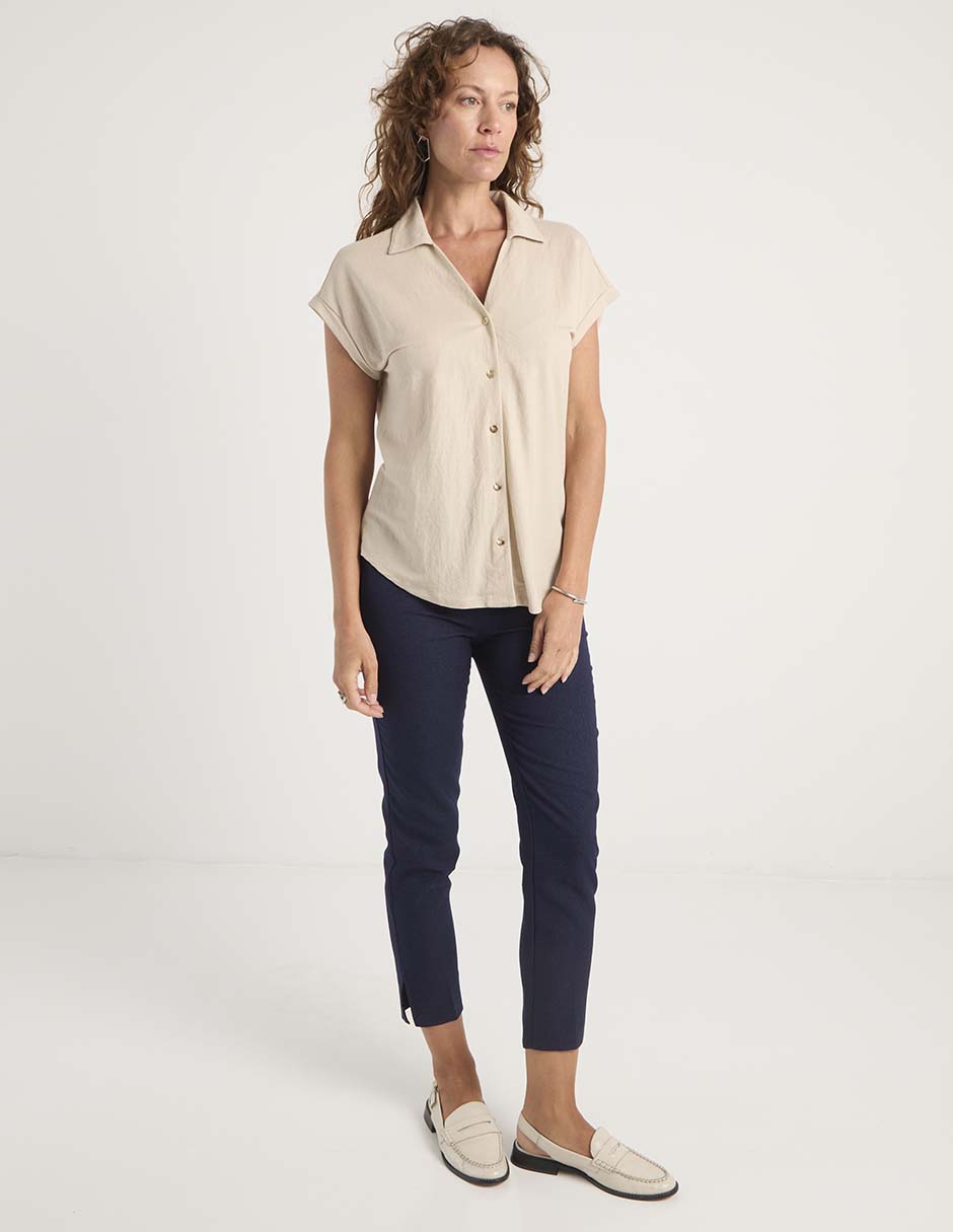 Blusa camisera manga corta para mujer 3
