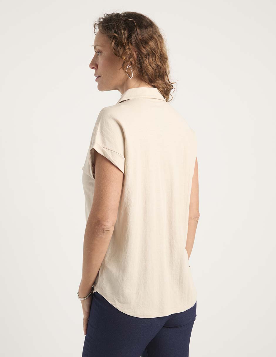 Blusa camisera manga corta para mujer 6