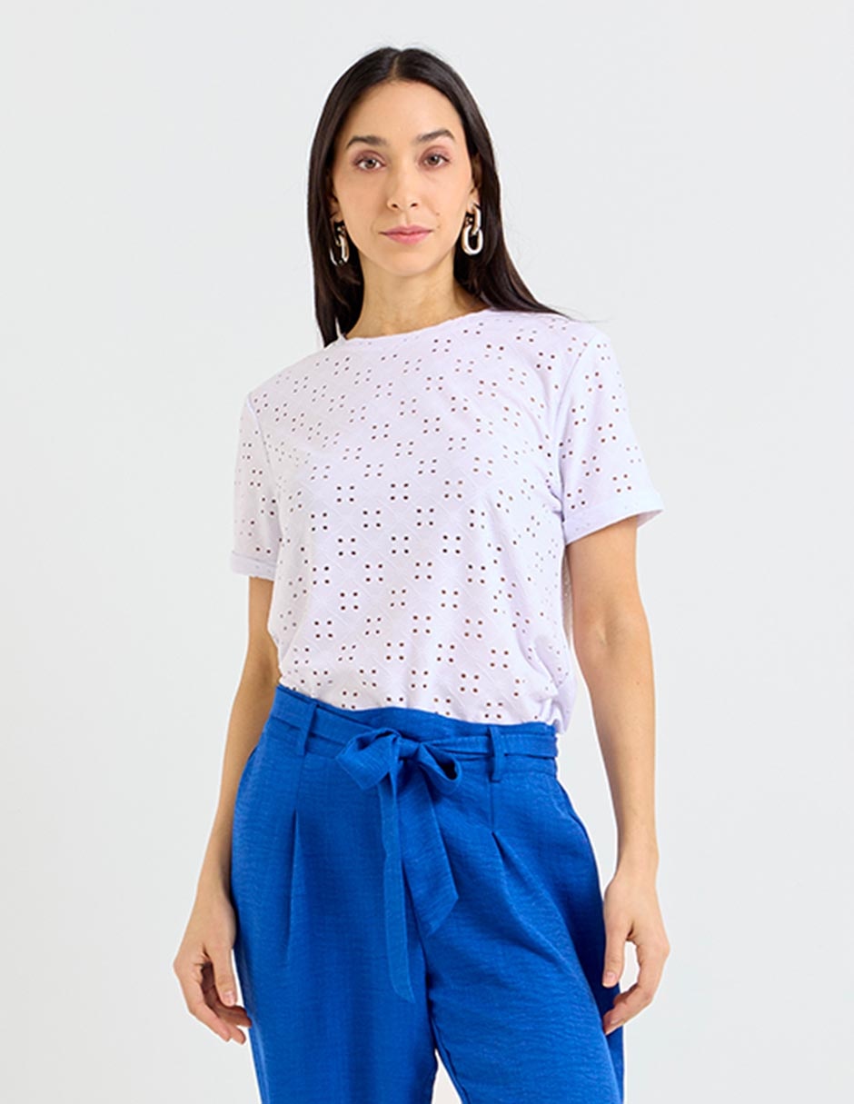 Playera manga corta cuello redondo para mujer