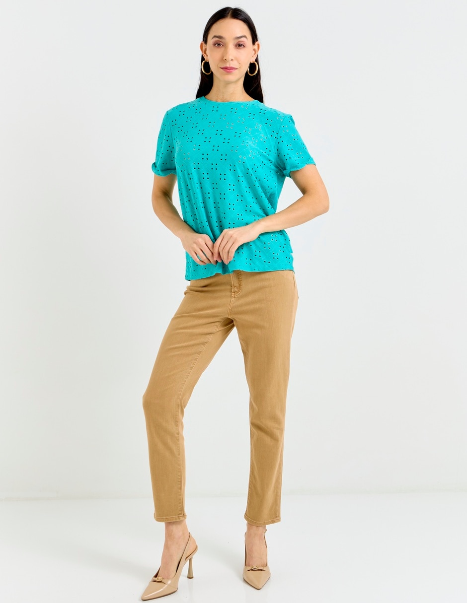 Playera manga corta cuello redondo para mujer 3