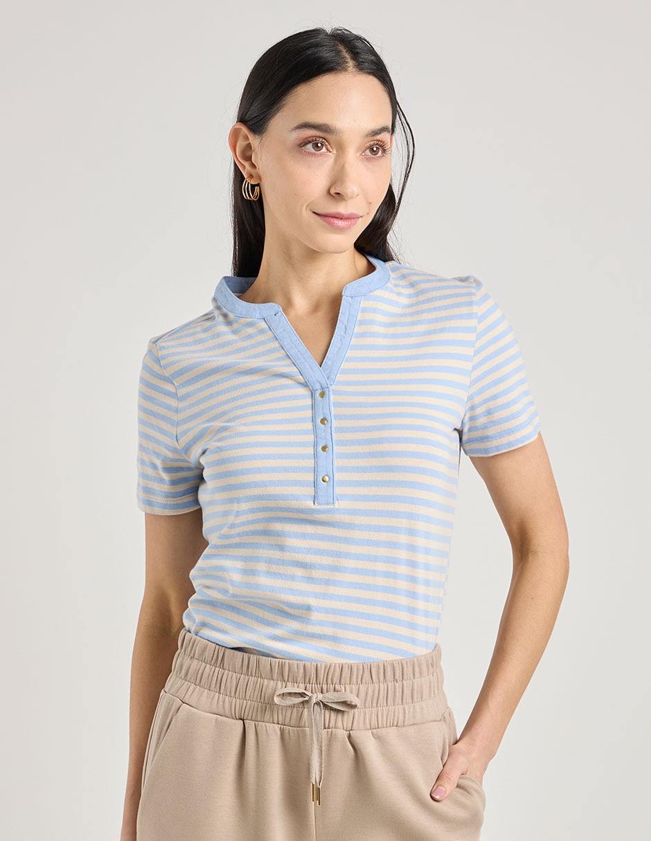 Playera manga corta cuello V para mujer Playera manga corta cuello V para mujer