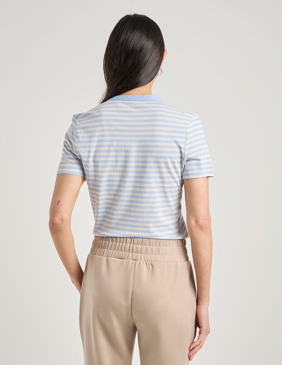 Playera manga corta cuello V para mujer 7