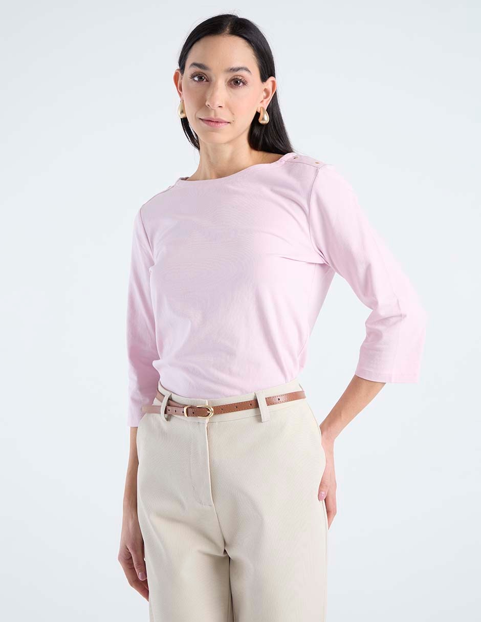 Playera manga 3/4 cuello redondo para mujer 2
