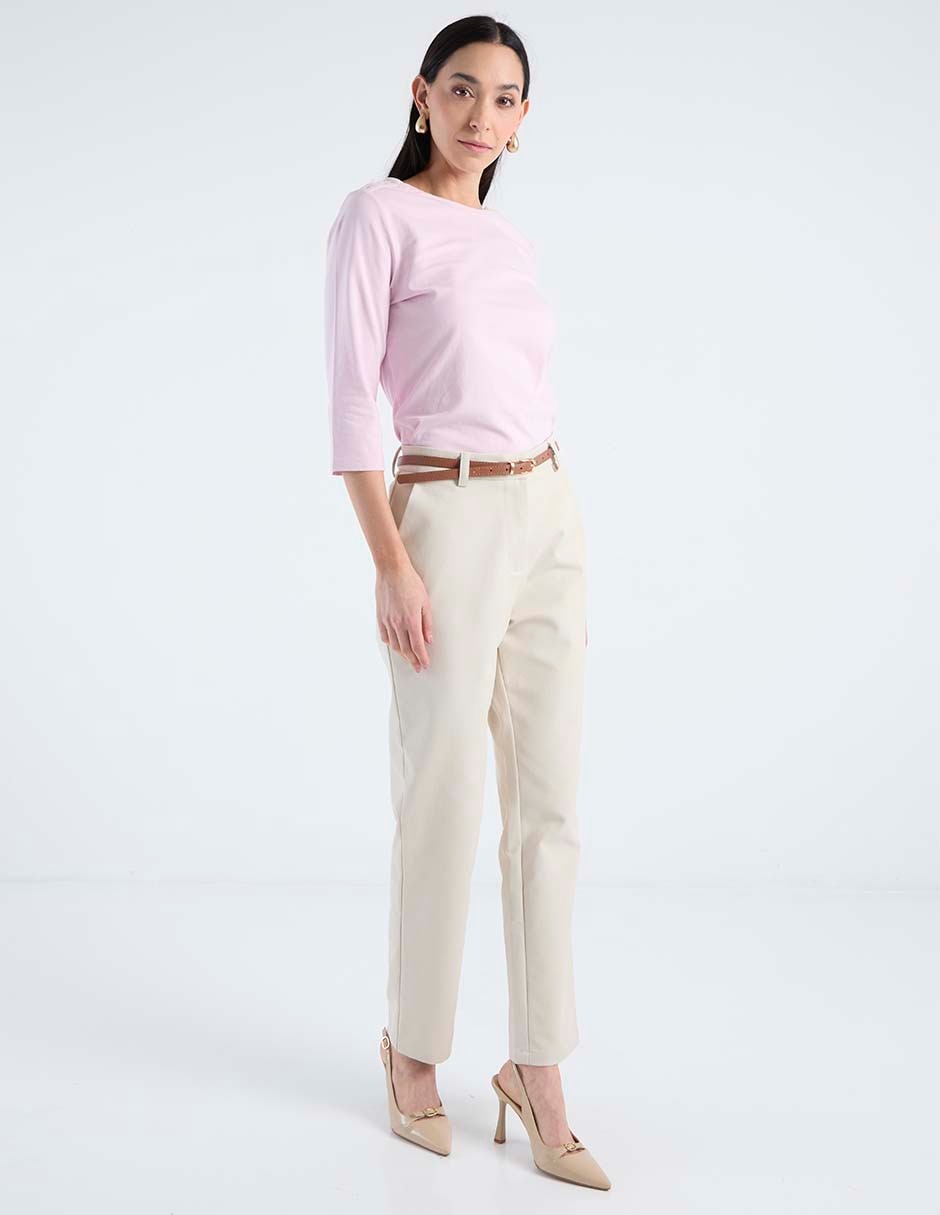 Playera manga 3/4 cuello redondo para mujer 3