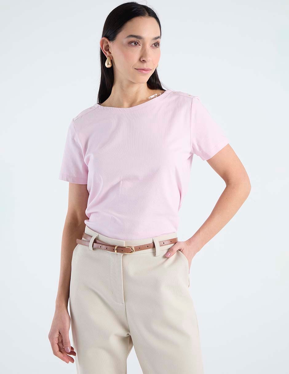Playera Manga Corta Cuello Redondo Para Mujer