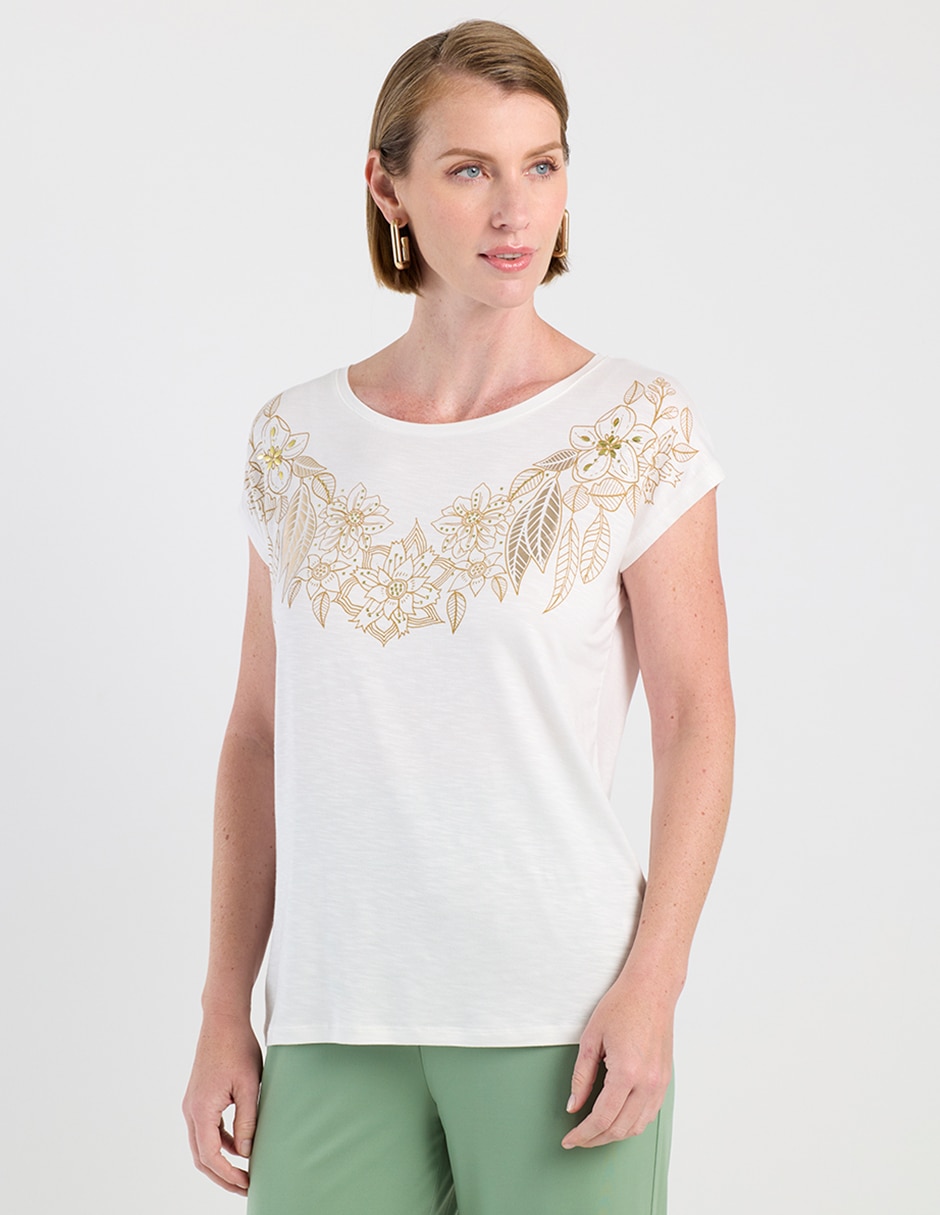 Playera manga corta cuello redondo para mujer 5