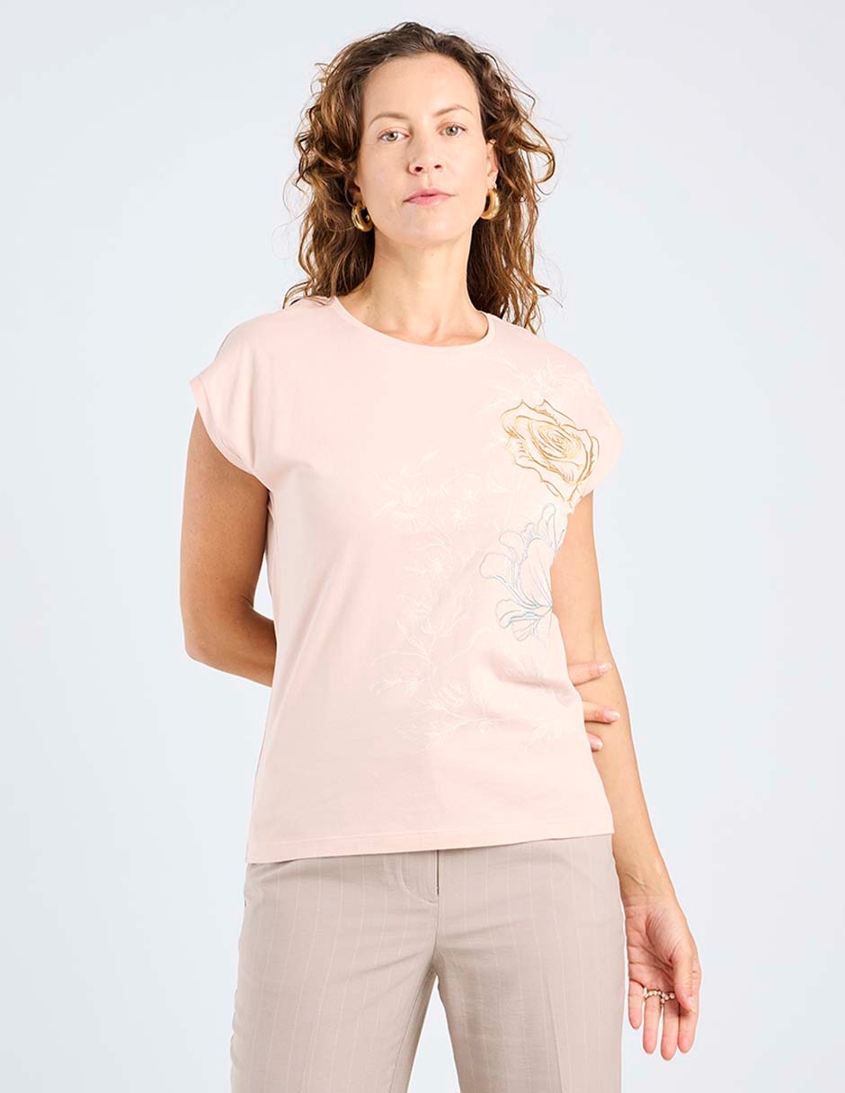 Playera manga corta cuello redondo para mujer Playera manga corta cuello redondo para mujer