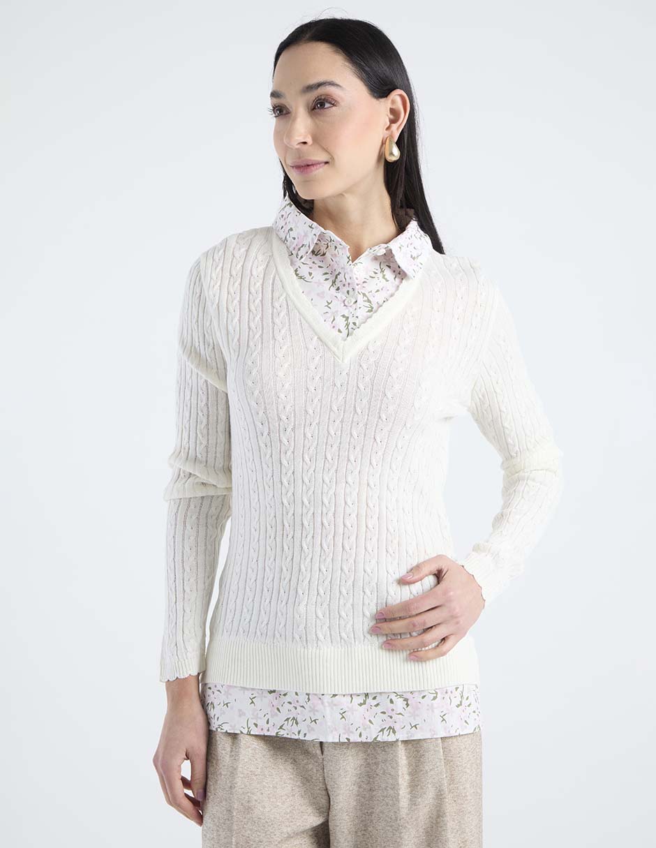 Suéter cuello camisero para mujer Suéter cuello camisero para mujer