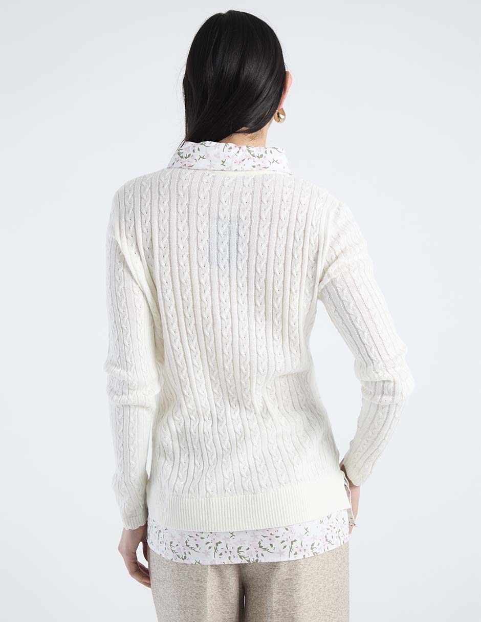 Suéter cuello camisero para mujer 6