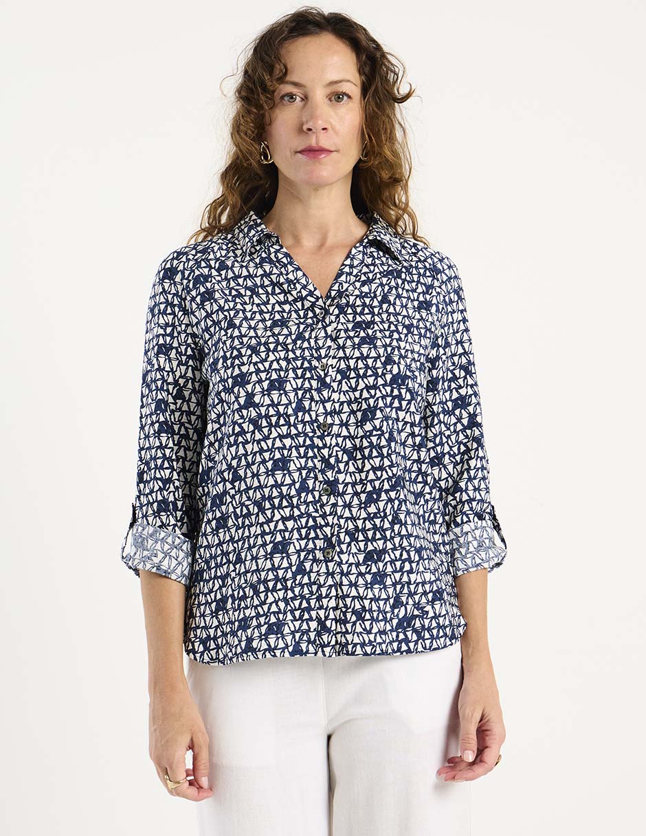 Blusa camisera manga larga para mujer